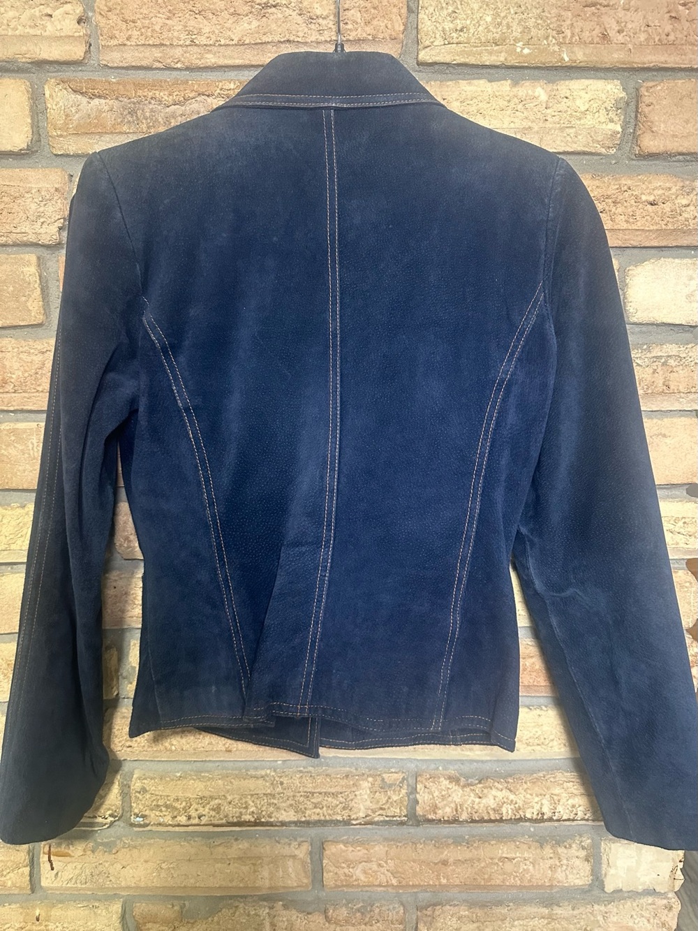 Wilsons Leather Navy Genuine Suede Button-Front Fitted Jacket Size M - Picture 2 of 9